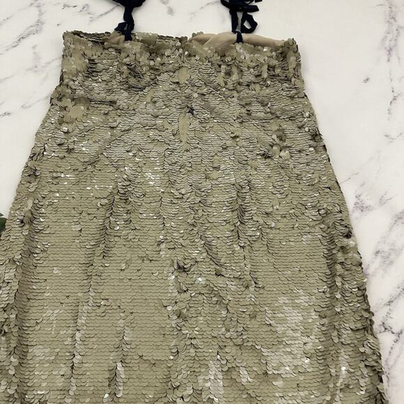 J.Crew Tie Shoulder Sequin Midi Dress Size 14 Beige Desert Canyon Sparkle - Picture 9 of 10